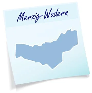 Map of merzig-wadern as sticky note Stock Illustration
