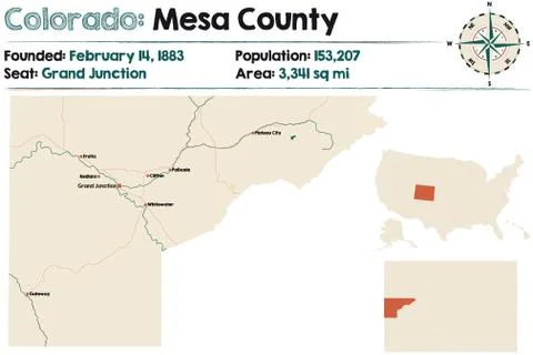 Map of Mesa County in Colorado Stock Illustration