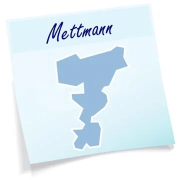 Map of mettmann as sticky note Stock Illustration