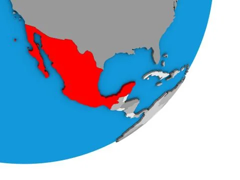 Map of Mexico on 3D globe Stock Illustration