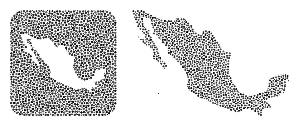 Map of Mexico - Dot Collage with Subtracted Space Stock Illustration
