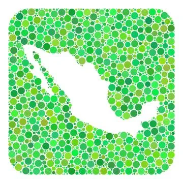 Map of Mexico - Dotted Collage with Subtracted Space Stock Illustration