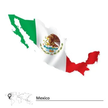 Map of Mexico with flag Stock Illustration