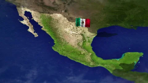Map of Mexico, with Mexican flag Stock Footage 231398813