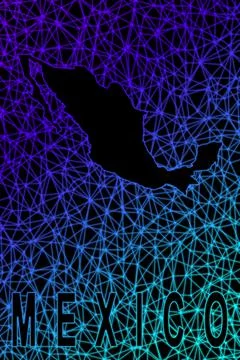 Map of Mexico, Polygonal mesh line map Stock Illustration