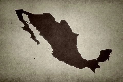 Map of Mexico printed on a paper Stock Illustration