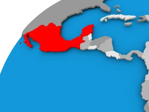 Map of Mexico in red Stock Illustration