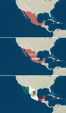 The map of Mexico with text, textless. and with flag Stock Illustration