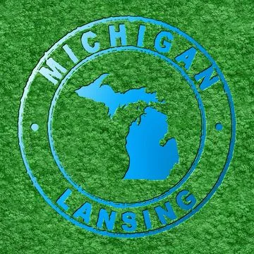 Map of Michigan, Forest with Water Map 스톡 일러스트