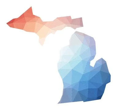 Map of Michigan. Low poly illustration of the us state. Geometric design wi.. Stockillustratie