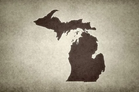 Map of Michigan on a paper Stock Illustration