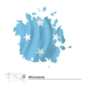 Map of Micronesia with flag Stock Illustration