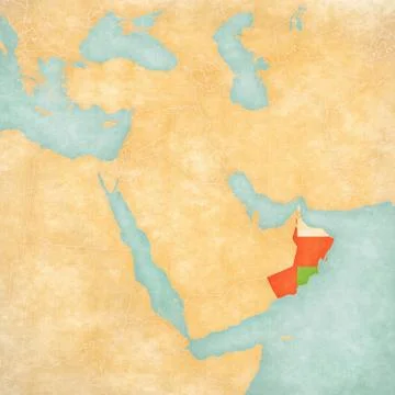 Map of Middle East - Oman Stock Illustration