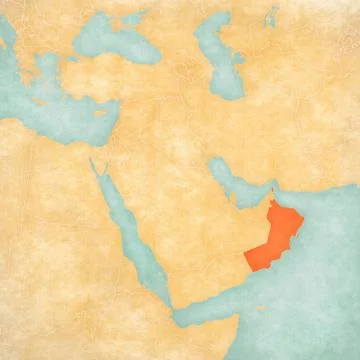 Map of Middle East - Oman Stock Illustration