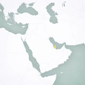 Map of Middle East - Qatar Stock Illustration