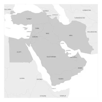 Map of Middle East region Stock Illustration