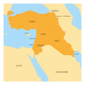 Map of Middle East region Stock Illustration