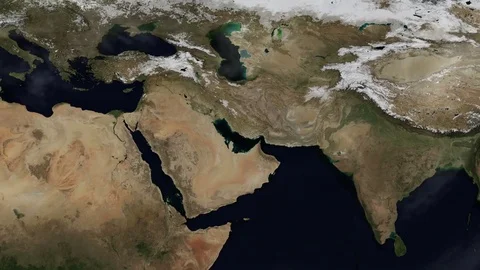 Map of Middle East Seasons Changing Time-lapse Video stock 76167487