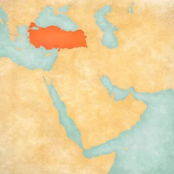 Map of Middle East - Turkey Illustrazione stock