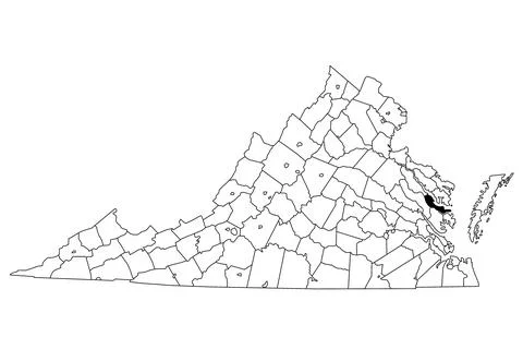 Map of Middlesex County in Virginia state on white background. single Count.. Stock Illustration