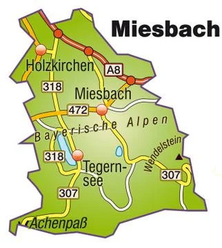 Map of miesenbach with highways Stock Illustration