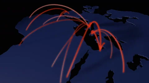 Map of migration to Europe. Stock Footage 62360014