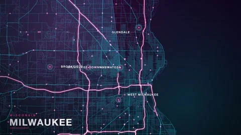 Map of Milwaukee Stock Footage 340890909
