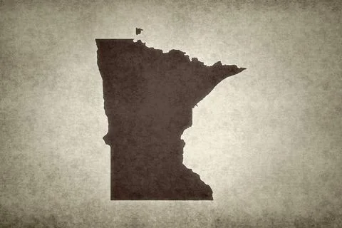 Map of Minnesota on a paper Stock Illustration