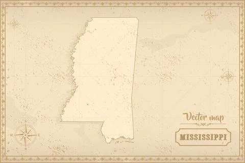 Map of Mississippi in the old style Stock Illustration
