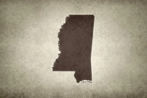 Map of Mississippi on a paper Stock Illustration