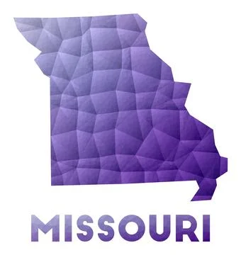 Map of Missouri. Low poly illustration of the us state. Purple geometric de.. 스톡 일러스트