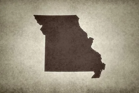 Map of Missouri on a paper Stock Illustration
