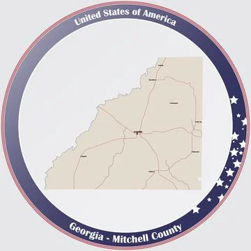 Map of Mitchell County in Georgia Illustrazione stock