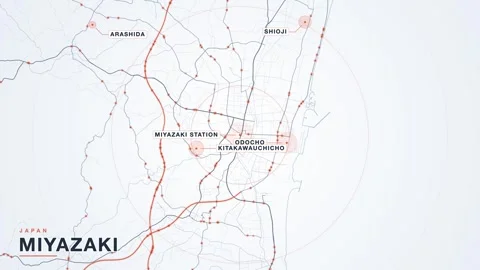 Map of Miyazaki Stock Footage 340994697