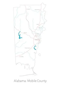 Map of Mobile county in Alabama Stock Illustration