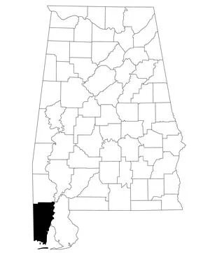 Map of mobile County in Alabama state on white backround. single County map.. Stock Illustration