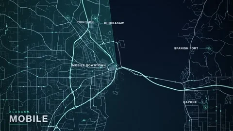 Map of Mobile Stock Footage 340890874