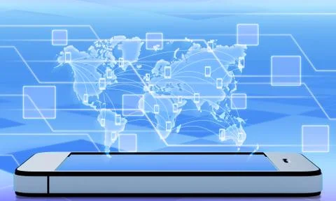 Map with mobile phones Stock-Illustration