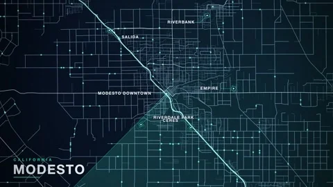 Map of Modesto Video stock 340891125