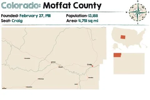 Map of Moffat County in Colorado Stock Illustration