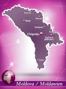 Map of moldavia with abstract background in violet Stock Illustration