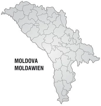 Map of moldavia with borders in gray Stock Illustration