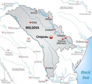 Map of moldavia as an overview map in gray Stock Illustration