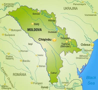 Map of moldavia as an overview map in green Stock Illustration