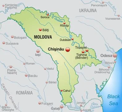 Map of moldavia as an overview map in pastel green Stock Illustration