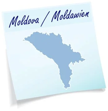 Map of moldavia as sticky note Stock Illustration