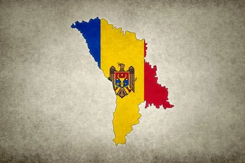 Map of Moldova with its flag on a paper Stock Illustration