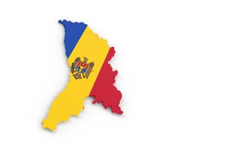 Map of Moldova with Moldova flag 3D rendering Stock Illustration