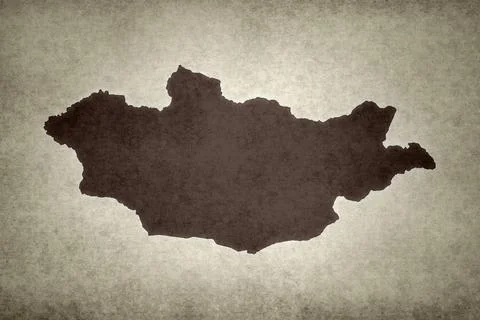 Map of Mongolia on a paper Stock Illustration