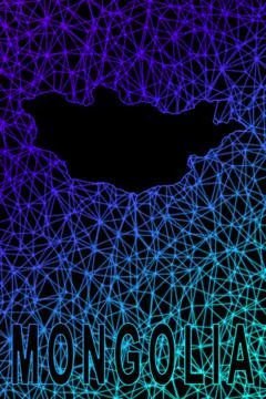 Map of Mongolia, Polygonal mesh line map Stock Illustration